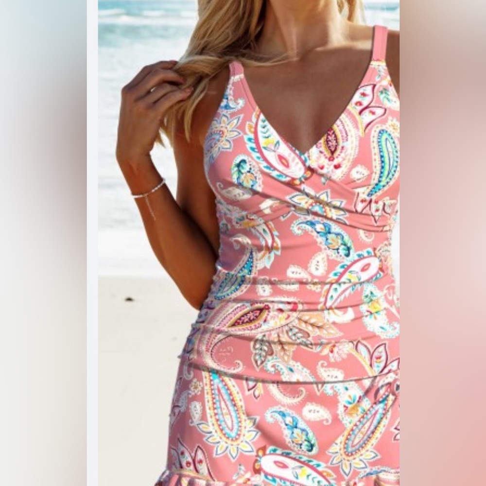 Chic Paisley Coral One-Piece Swimsuit